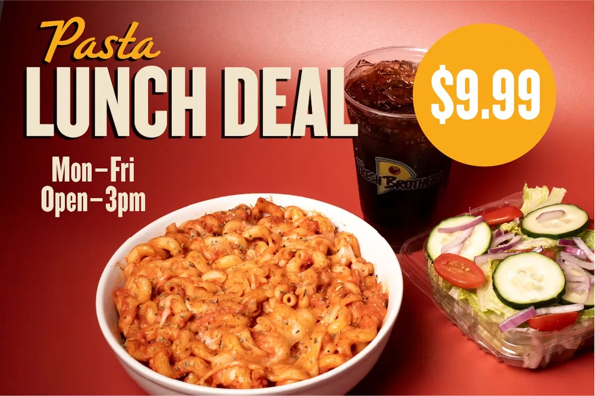 Pasta lunch deal, $9.99, Monday to Friday from open until 3pm